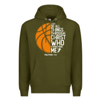 Army Green christian basketball i can do all things through christ philippians 41 Premium Hoodie - linhVisuals