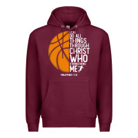 Burgundy christian basketball i can do all things through christ philippians 41 Premium Hoodie - linhVisuals