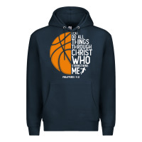 Navy christian basketball i can do all things through christ philippians 41 Premium Hoodie - linhVisuals