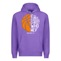 Purple christian basketball i can do all things through christ philippians 41 Premium Hoodie - linhVisuals