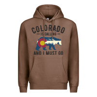 Chestnut colorado is calling and i must go state flag with wild bear Premium Hoodie - linhVisuals