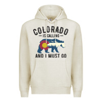 Oatmeal Heather colorado is calling and i must go state flag with wild bear Premium Hoodie - linhVisuals