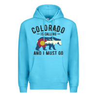 Ocean Blue colorado is calling and i must go state flag with wild bear Premium Hoodie - linhVisuals