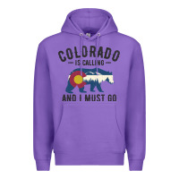 Purple colorado is calling and i must go state flag with wild bear Premium Hoodie - linhVisuals