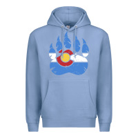 Colony Blue colorado state flag bear paw print pocket place Premium Hoodie - linhVisuals