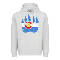Dove Grey colorado state flag bear paw print pocket place Premium Hoodie - linhVisuals