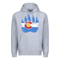 Heather Grey colorado state flag bear paw print pocket place Premium Hoodie - linhVisuals