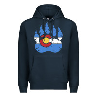 Navy colorado state flag bear paw print pocket place Premium Hoodie - linhVisuals