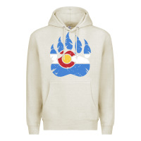 Oatmeal Heather colorado state flag bear paw print pocket place Premium Hoodie - linhVisuals