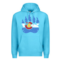 Ocean Blue colorado state flag bear paw print pocket place Premium Hoodie - linhVisuals
