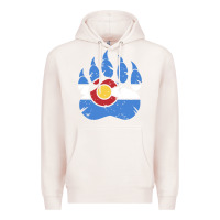 Pale Pink colorado state flag bear paw print pocket place Premium Hoodie - linhVisuals