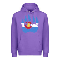 Purple colorado state flag bear paw print pocket place Premium Hoodie - linhVisuals