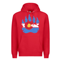 Red colorado state flag bear paw print pocket place Premium Hoodie - linhVisuals