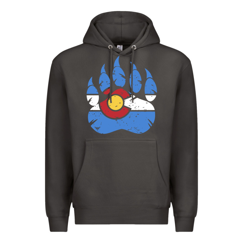 Colorado State Flag Bear Paw Print Pocket Place Premium Hoodie by linhVisuals | Teevron