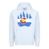 White colorado state flag bear paw print pocket place Premium Hoodie - linhVisuals