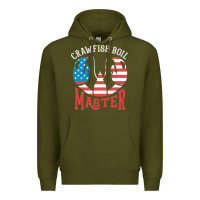 Army Green crawfish boil master american  flag us big red lobster design Premium Hoodie - linhVisuals
