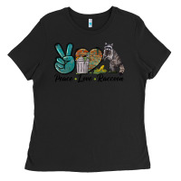 Black Peace love raccoon Ladies Tee - LillyAllenDesigns