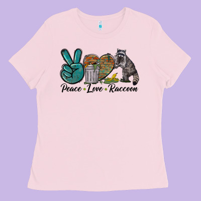 Peace Love Raccoon Ladies Tee Designed By Lillyallendesigns