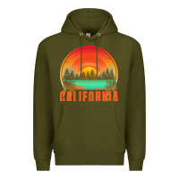 Army Green california t  shirt california sunset vintage trees scenery t  shirt Premium Hoodie - linhVisuals