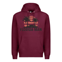 Burgundy florida man state funny meme vintage palm trees and sunset retro sun Premium Hoodie - linhVisuals