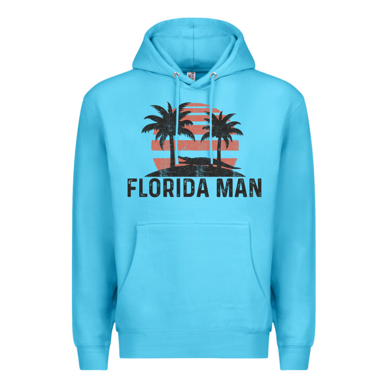 Florida Man State Funny Meme Vintage Palm Trees And Sunset Retro Sun Premium Hoodie by linhVisuals | Teevron