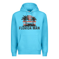 Ocean Blue florida man state funny meme vintage palm trees and sunset retro sun Premium Hoodie - linhVisuals