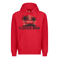 Red florida man state funny meme vintage palm trees and sunset retro sun Premium Hoodie - linhVisuals