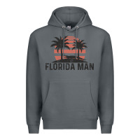 Rock florida man state funny meme vintage palm trees and sunset retro sun Premium Hoodie - linhVisuals