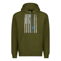 Army Green fishing american flag vintage fishing rod patriotic 4ht of july gift f Premium Hoodie - linhVisuals