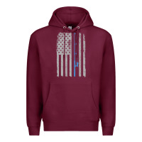 Burgundy fishing american flag vintage fishing rod patriotic 4ht of july gift f Premium Hoodie - linhVisuals