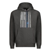 Charcoal Heather fishing american flag vintage fishing rod patriotic 4ht of july gift f Premium Hoodie - linhVisuals