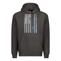 Smoke fishing american flag vintage fishing rod patriotic 4ht of july gift f Premium Hoodie - linhVisuals
