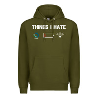 Army Green funny things i hate low battery and wifi connection Premium Hoodie - linhVisuals