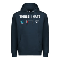 Navy funny things i hate low battery and wifi connection Premium Hoodie - linhVisuals