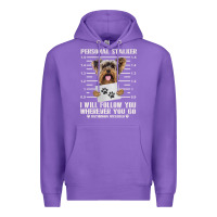 Purple funny yorkie personal stalker yorkshire terrier  dog i will follow you Premium Hoodie - linhVisuals