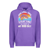 Purple she swallows every time i bring my rod t  shirt she swallows every tim Premium Hoodie - linhVisuals