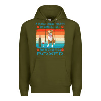 Army Green boxer t  shirt a woman cannot survive on wine alone she also needs box Premium Hoodie - linhVisuals
