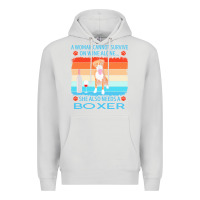 Dove Grey boxer t  shirt a woman cannot survive on wine alone she also needs box Premium Hoodie - linhVisuals