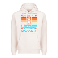 Pale Pink boxer t  shirt a woman cannot survive on wine alone she also needs box Premium Hoodie - linhVisuals