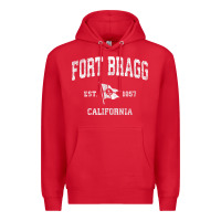 Red fort bragg california ca vintage boat anchor flag design tee Premium Hoodie - linhVisuals