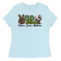 Baby Blue Leopard Peace Love Baboon Ladies Tee - LillyAllenDesigns