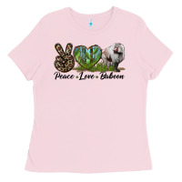 Bubblegum Pink Leopard Peace Love Baboon Ladies Tee - LillyAllenDesigns