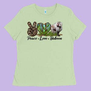 Leopard Peace Love Baboon Ladies Tee Designed By Lillyallendesigns
