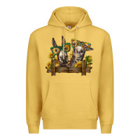 Antique Gold 2 donkeys with sunflowers Premium Hoodie - BarkalooDesign