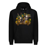 Black 2 donkeys with sunflowers Premium Hoodie - BarkalooDesign