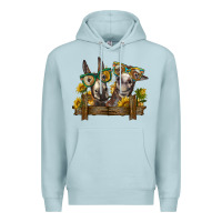 Blue Mist 2 donkeys with sunflowers Premium Hoodie - BarkalooDesign