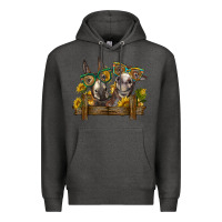 Charcoal Heather 2 donkeys with sunflowers Premium Hoodie - BarkalooDesign