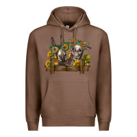 Chestnut 2 donkeys with sunflowers Premium Hoodie - BarkalooDesign