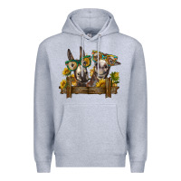 Heather Grey 2 donkeys with sunflowers Premium Hoodie - BarkalooDesign