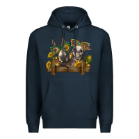 Navy 2 donkeys with sunflowers Premium Hoodie - BarkalooDesign